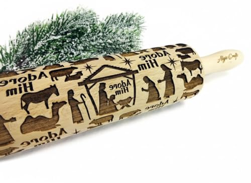 CHRISTMAS GIFTS EMBOSSING ROLLING PIN laser engraved with Christmas symbols CHRISTMAS GINGERBREAD COOKIES