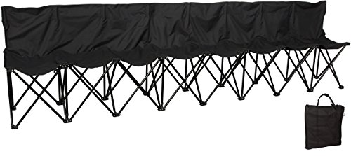 Trademark Innovations Portable 8-Seater Folding Team Sideline Back Sport Bench, Black