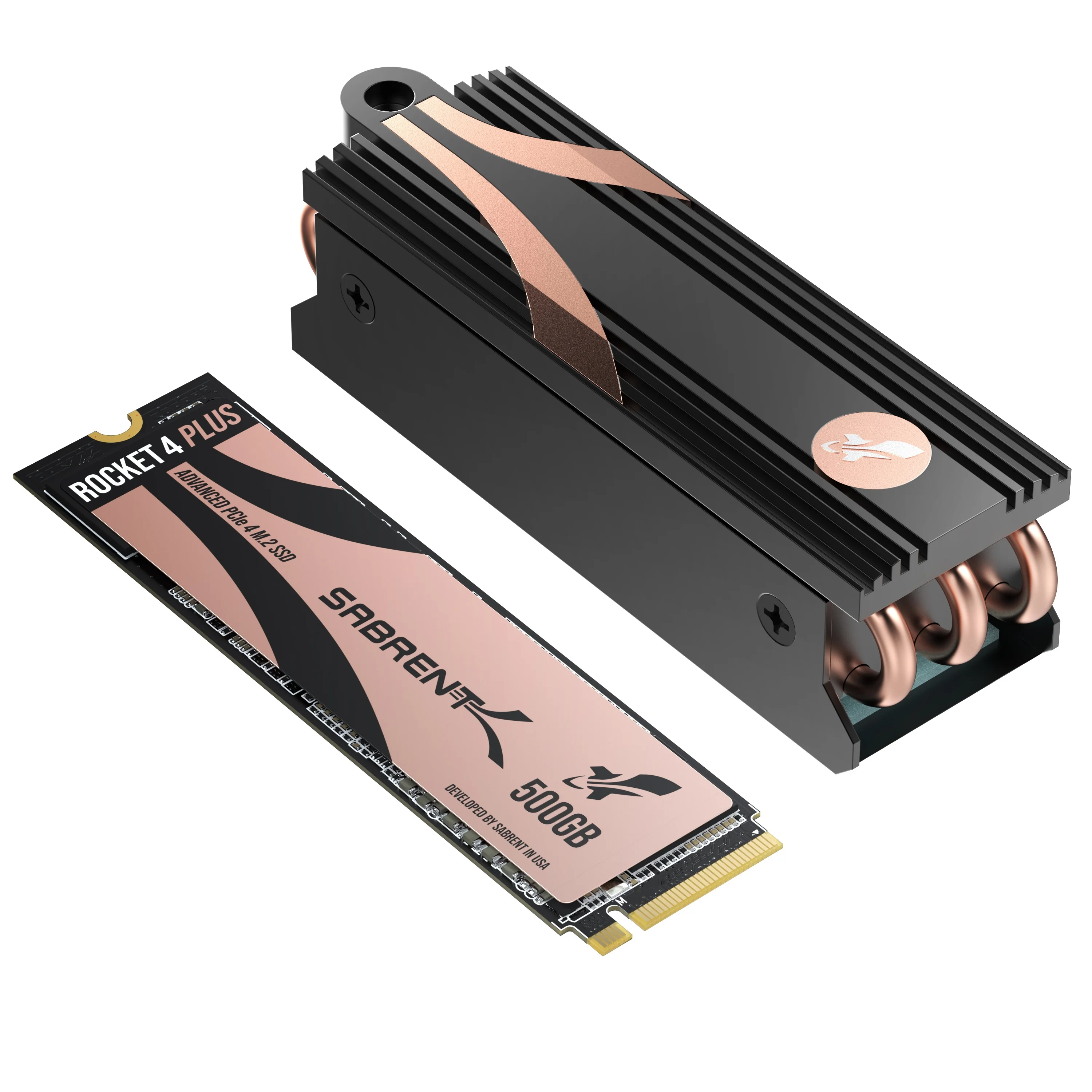 SABRENT Rocket 4 PLUS SSD with Heatsink 500GB PCIe Gen 4 NVMe M.2 2280 Internal Solid State Drive, Extreme Speed, Heat Management [SB-RKT4P-HTSP-500]