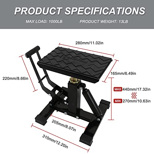 POLARBEAR Dirt Bike Stand Motorcycle Hoist Lift Stand Center Jack Adjustable Heavy Duty 1200Lbs Capacity Repair Lifting Jack Stand Table Rack(Blue)