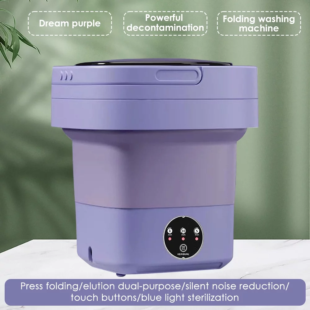 JahyShow Purple Portable Washing Machine - Foldable Design for Travel, RV, and Home