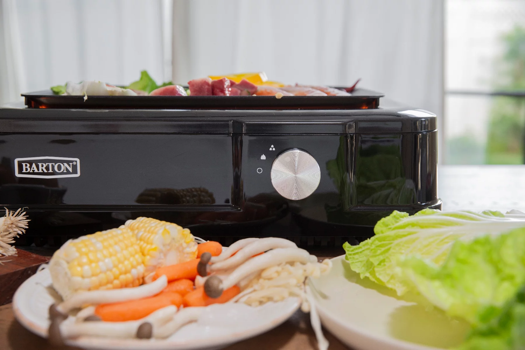 Barton Electric ‎Alloy Steel BBQ Grill with Non-Stick Coating Temperature Control Drip Tray Black