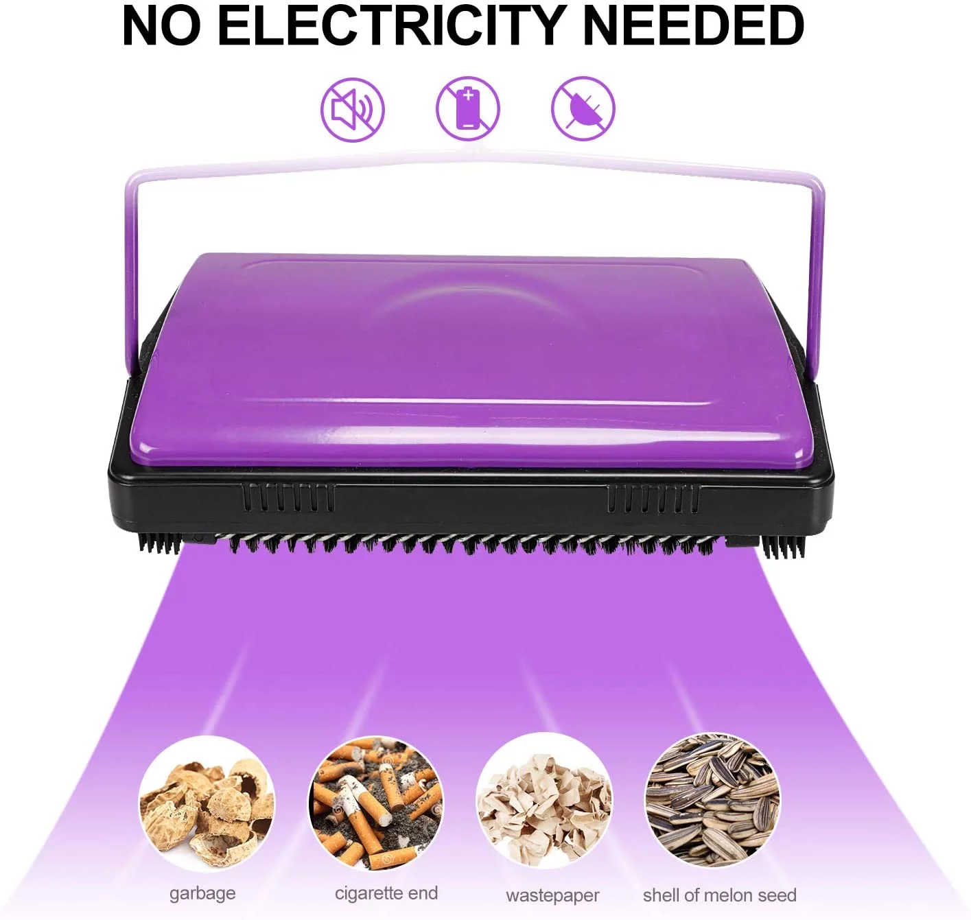 Eyliden Carpet Sweeper Cleaner for Home Office Low Carpets Rugs Undercoat Carpets Pet Hair Dust Scraps Paper Small Rubbish Cleaning with a Brush Purple