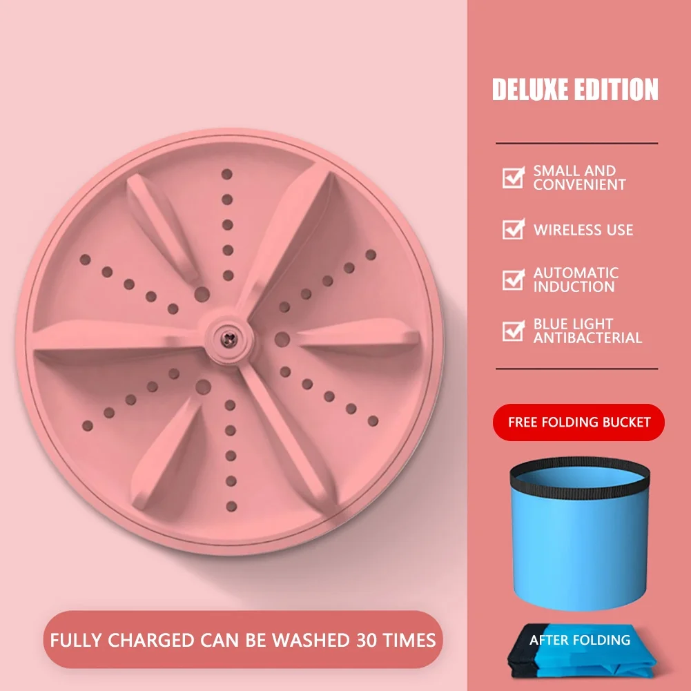 Smart Rechargeable Mini Portable Washing Machine - Turbo Water Induction Drop-in Design for Underwear, Socks, and More!