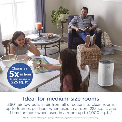 Clorox Air Purifiers for Home, True HEPA Filter, XL Rooms up to 2,220 sq ft, Removes 99.9% of Mold, Viruses, Wildfire Smoke, Allergens, Pet Allergies, Dust, AUTO Mode, UV-C Lightbulb, Whisper Quiet