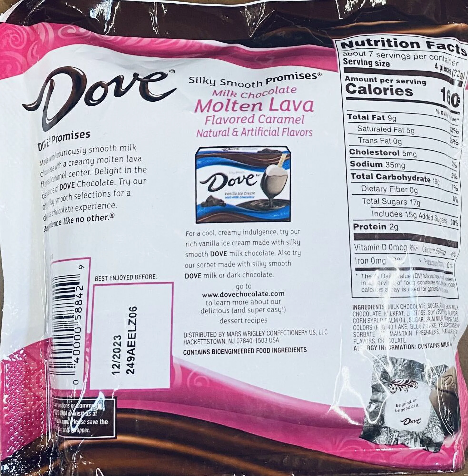 Dove Milk Chocolate MOLTEN LAVA Caramel Smooth Promises Candy Bag 7.61 Oz 5 PACK