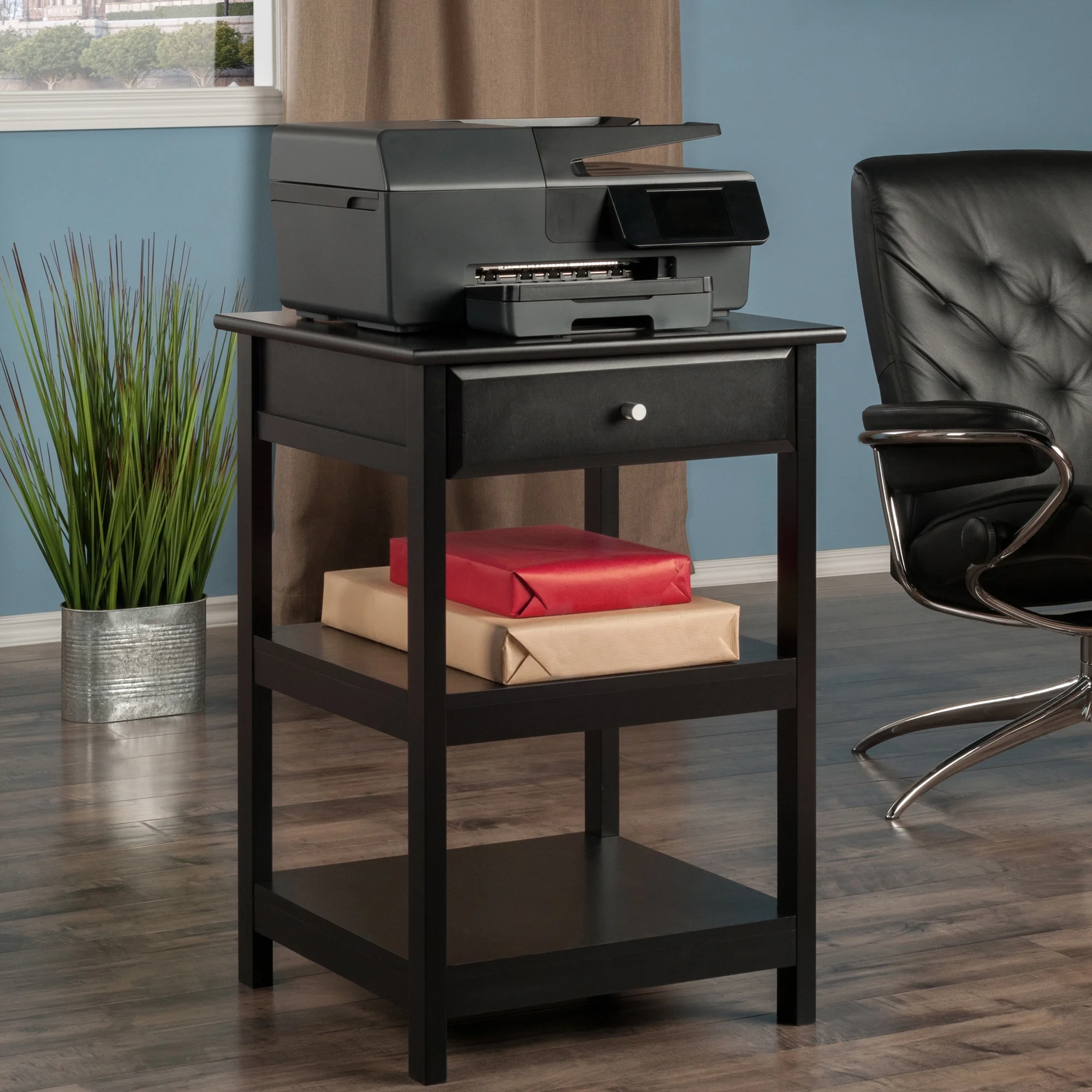 Winsome Wood Delta Home Office Printer Stand, Black Finish