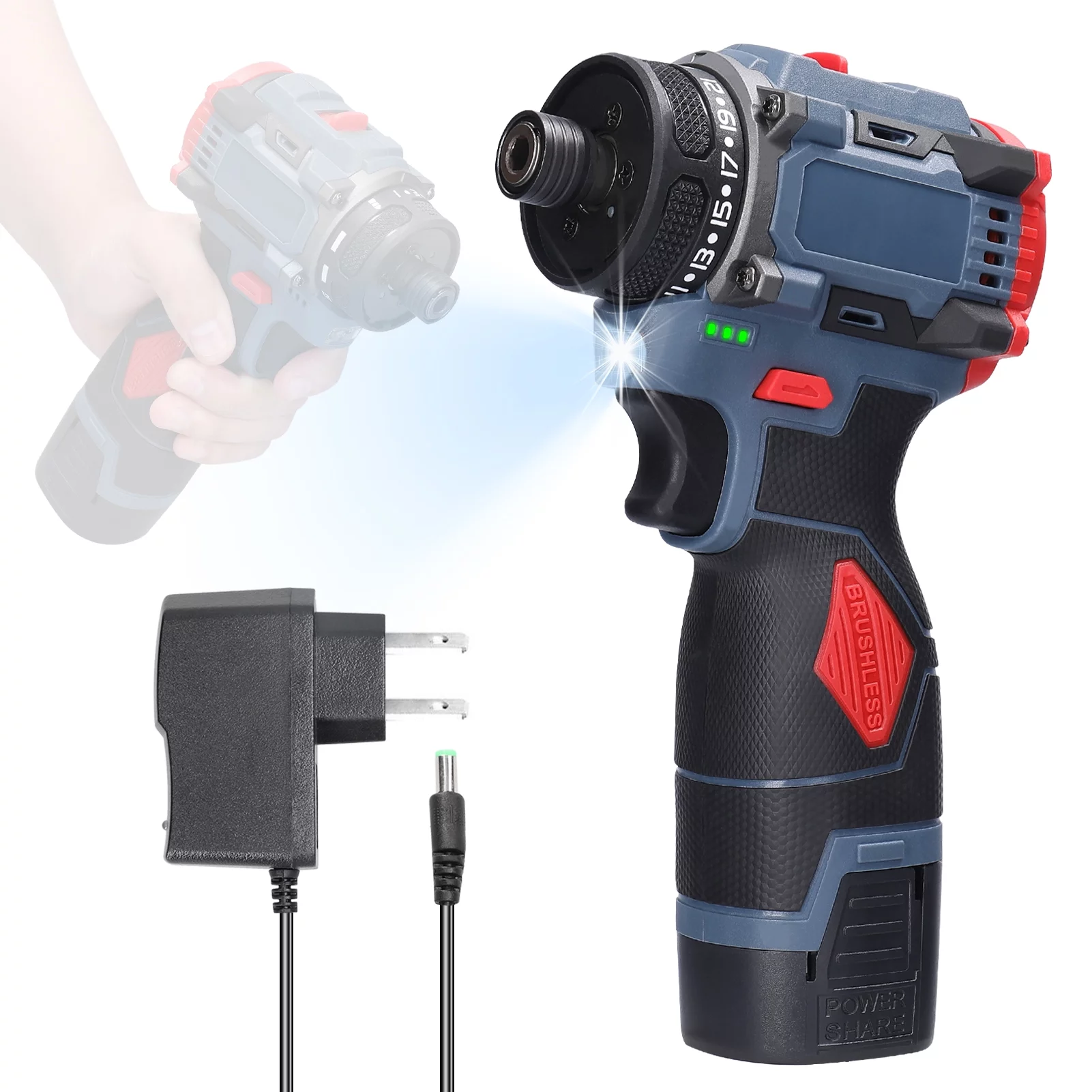 Spirastell Electric screwdriver,Screw Driver Appliances Motor Screw Driver Torque Motor Screw 45Nm Torque Motor 16.8V Screwdriver 45Nm Appliances Furniture Installation Screwdriver 45Nm Torque B