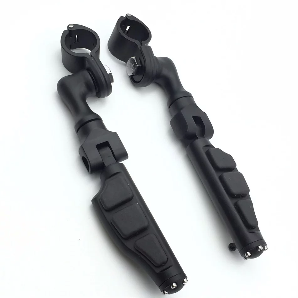 HTT-MOTOR Black Short Angled Peg Mounting Kit with Flat End Foot Peg Footrest For Bike with 1 inch (1