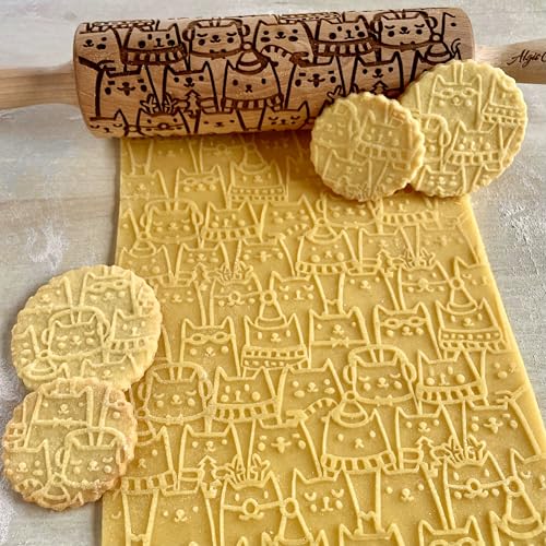 CHRISTMAS GIFTS EMBOSSING ROLLING PIN laser engraved with Christmas symbols CHRISTMAS GINGERBREAD COOKIES
