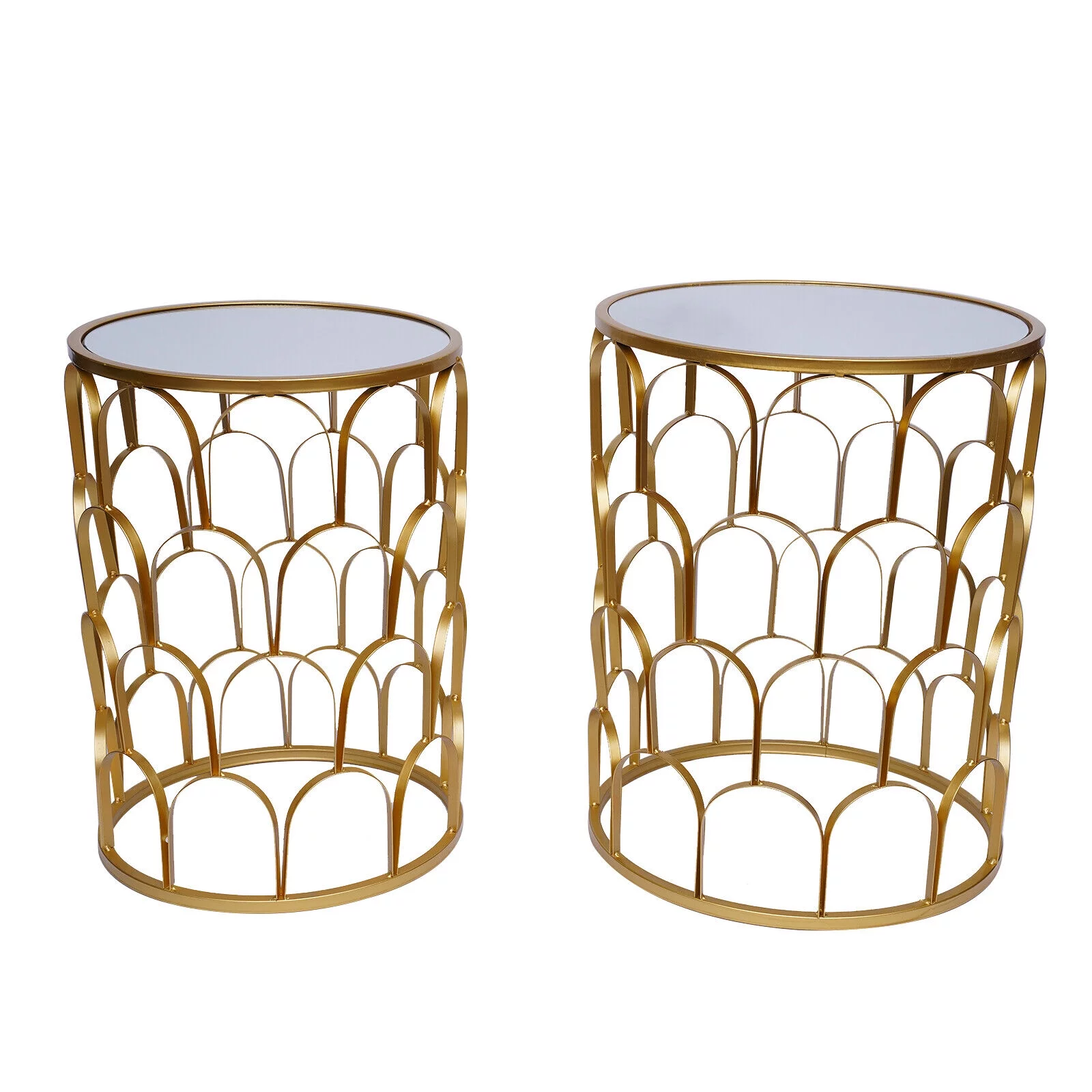 2* Metal Round Gold End Table Sofa Side Table Plant Stands Home Decor