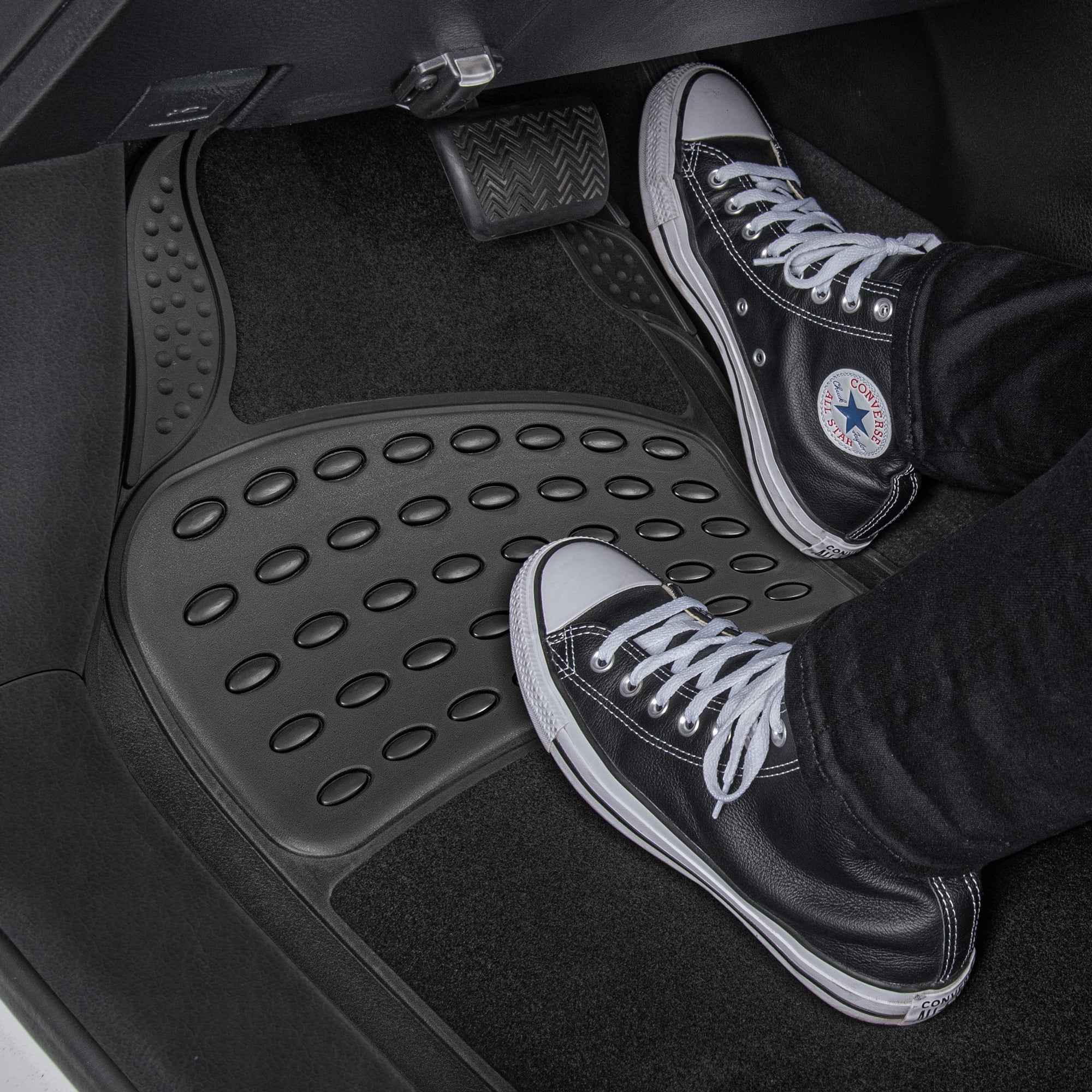 BDK  MT-484-BK HybridMat Automotive Rubber & Carpet Floor Mats, Universal Front & Rear Seat Mat Set