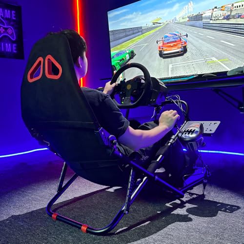 DIWANGUS Racing Simulator Cockpit Foldable Racing Wheel Stand with Seat Chair Sim for Logitech G29 G920 G923 G27 G25 Thrustmaster T248X T248 T300RS T150 458 TX Xbox PS4 PS5 Accessories
