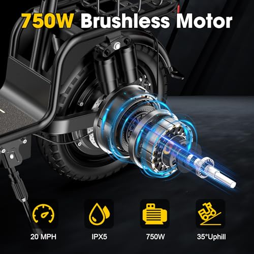 Adults Electric Scooter with Seat, 48V 10.4AH Foldable Electric Scooter,14