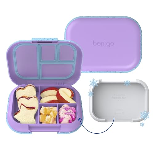 Bentgo Chill Kids Leak-Proof Lunch Box - 4-Compartment Bento Box with Built-In Ice Pack, 3.3 Cup Capacity, PFAS & BPA-Free, Microwave & Dishwasher Safe, Ideal Size for Ages 3 to 7 (Green/Navy)