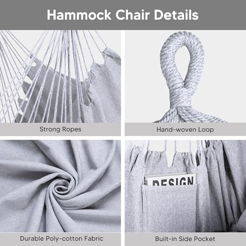 SUNCREAT 2-in-1 Hammocks Hammock Chair with Stand, 475 lbs Capacity, Heavy Duty Two Person Hammock with Stand, Patent Pending, Blue Stripe