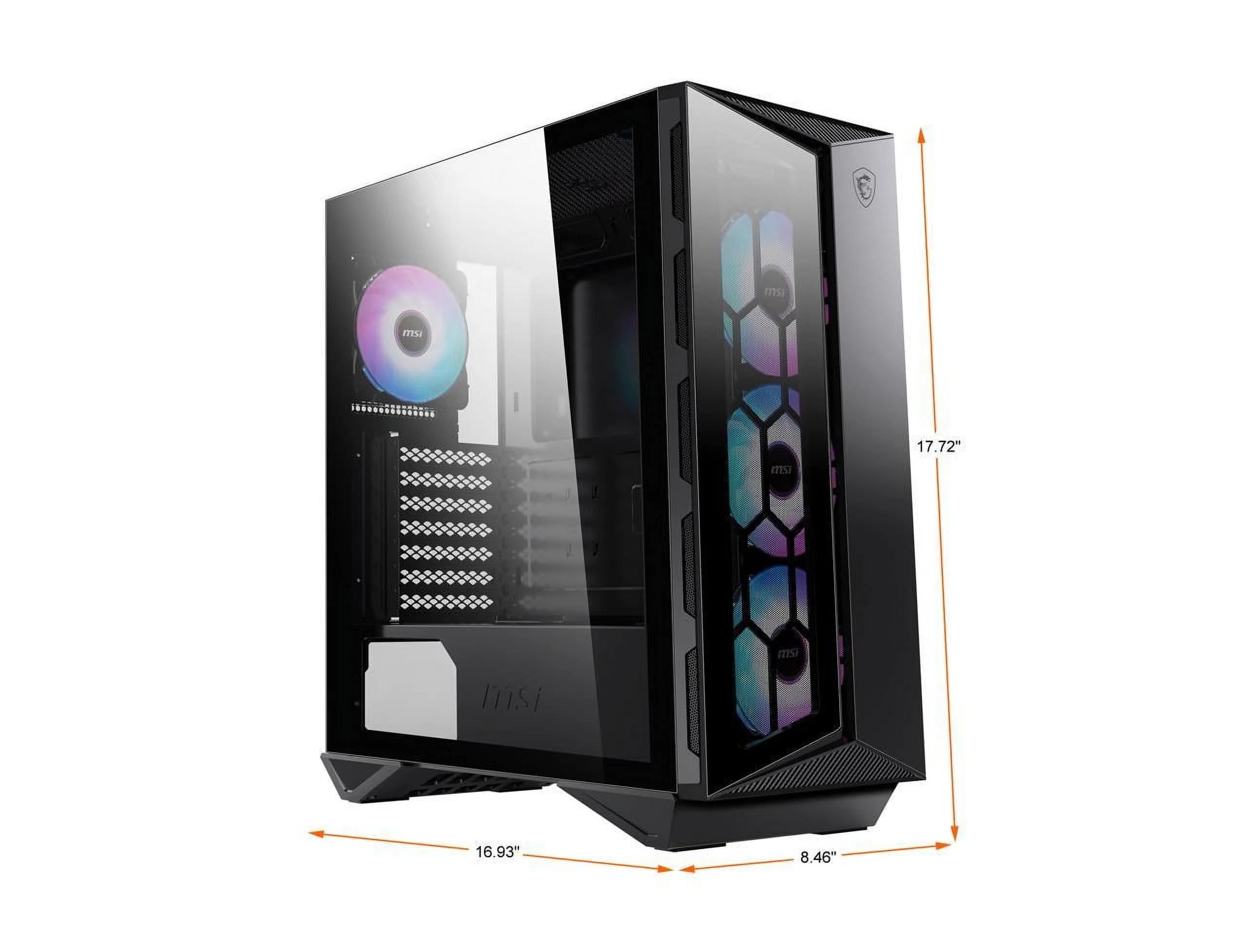 MSI MPG GUNGNIR 110R Gaming Computer Case - Micro Tower - Glass, Tempered Glass - 6 x Fan(s) Supported