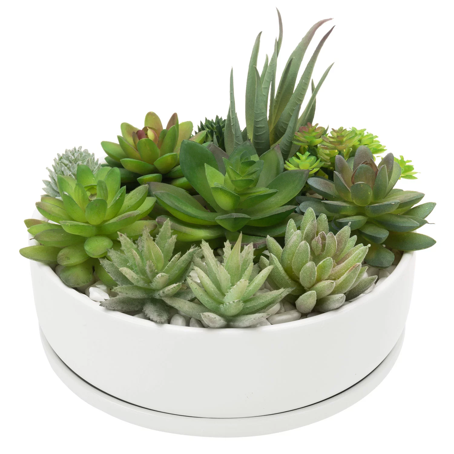 MyGift 8 inch Modern White Ceramic Round Succulent Planter