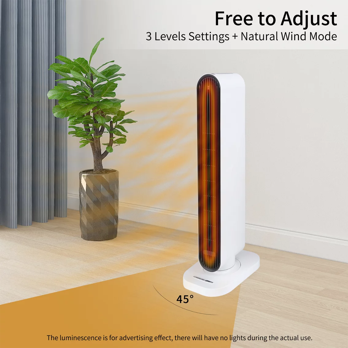 1500W Whole Room Tower Electric Space Heater with Remote 4 Heat Modes