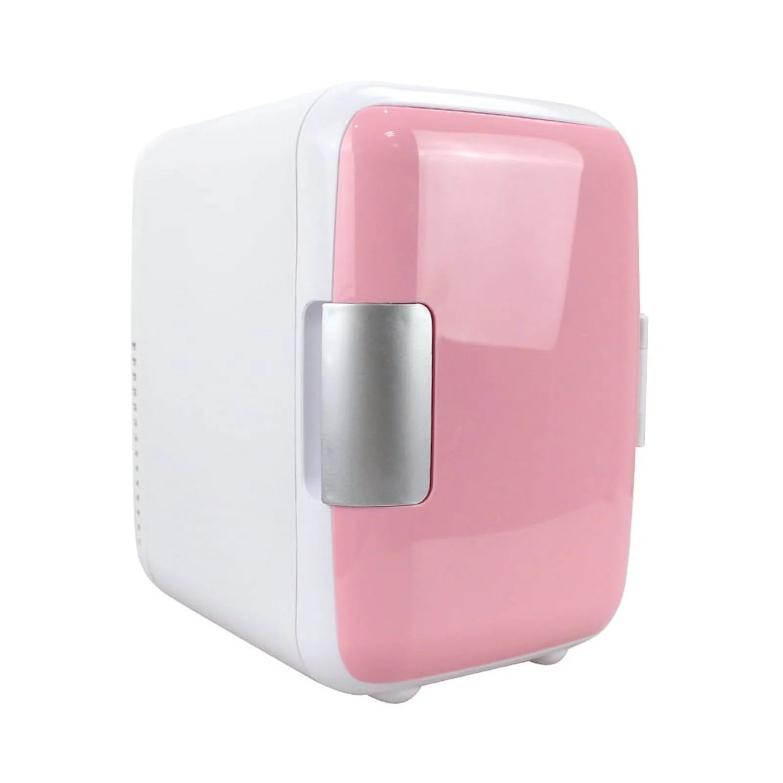 Mini Fridge for Bedroom - Car, Office Desk & Dorm Room - Portable 4L/6 Can Electric Plug In Cooler & Warmer for Food, Drinks, Skincare Beauty & Makeup - 12v AC/DC & Exclusive USB Option, Pink