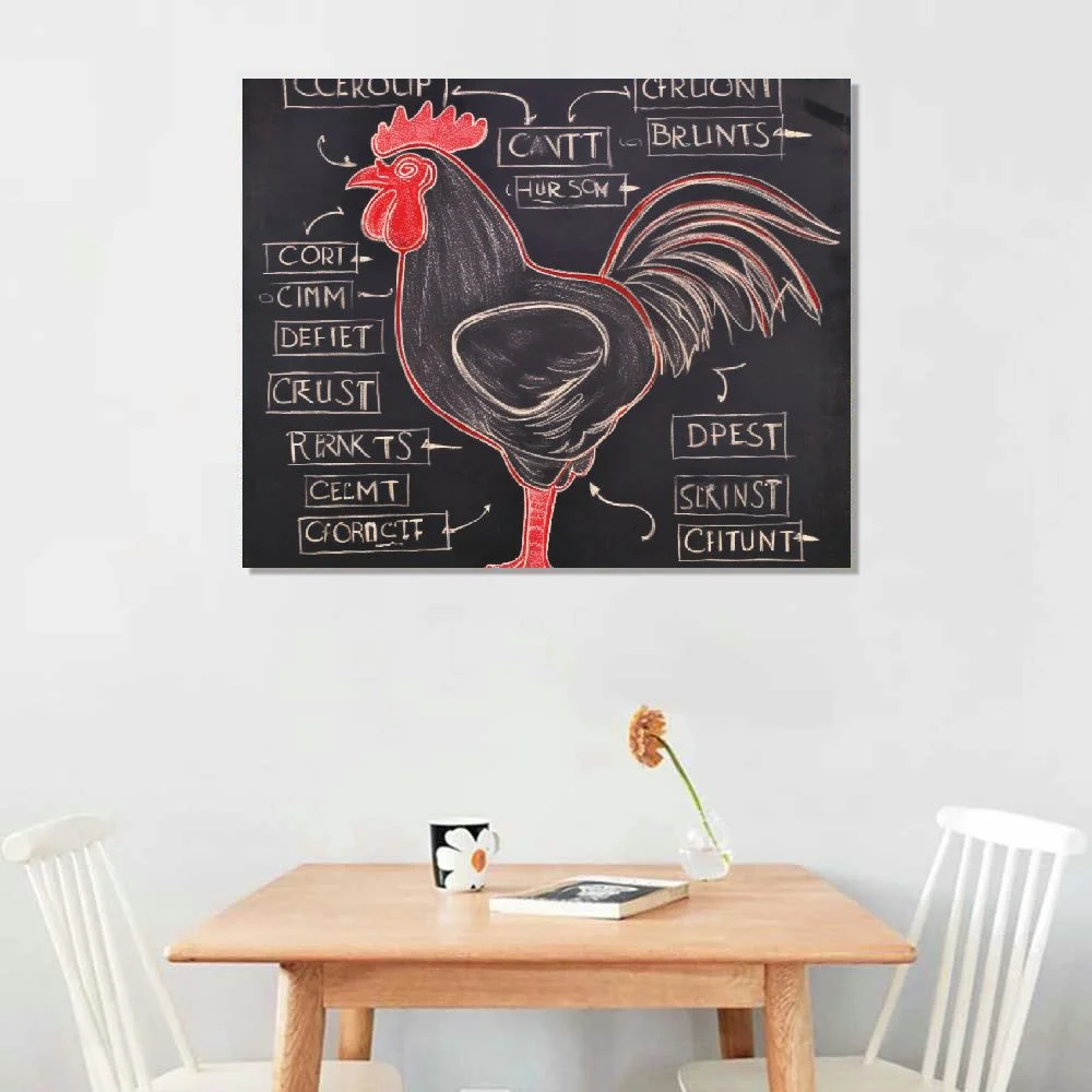 HOMICOZI Chicken Cuts Butcher Guide Wall Art Print Vintage Chalkboard Style Ideal For Meat Lover, Chef, Man Cave, Grill Area, Farmhouse or Country Kitchen Décor