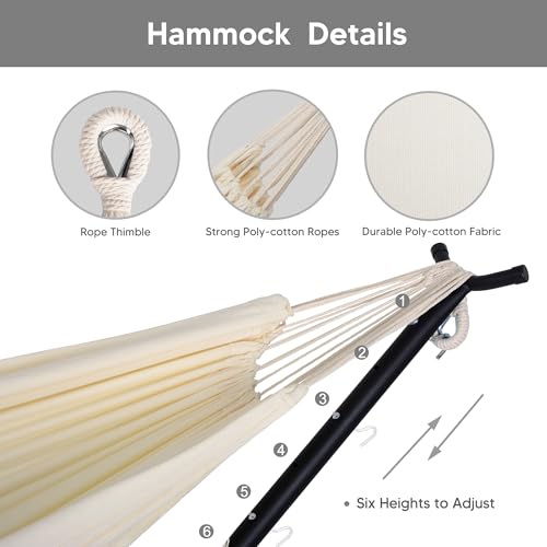 SUNCREAT 2-in-1 Hammocks Hammock Chair with Stand, 475 lbs Capacity, Heavy Duty Two Person Hammock with Stand, Patent Pending, Blue Stripe