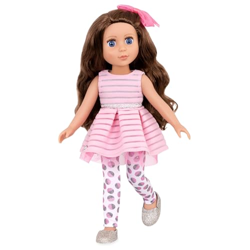 Glitter Girls – 14-Inch Fashion Doll – Brown Hair & Blue Eyes – Pink Dress, Glittery Shoes & Hairbow – Dolls for Girls 3+ Years – Bluebell