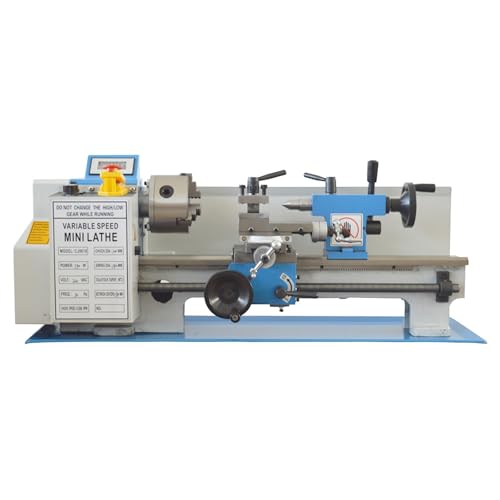 Mini Metal Lathe CJ0618 Metric Thread 750W Benchtop Precision Metal Wood Horizontal Lathe 0-2500rpm Variable Speed 7