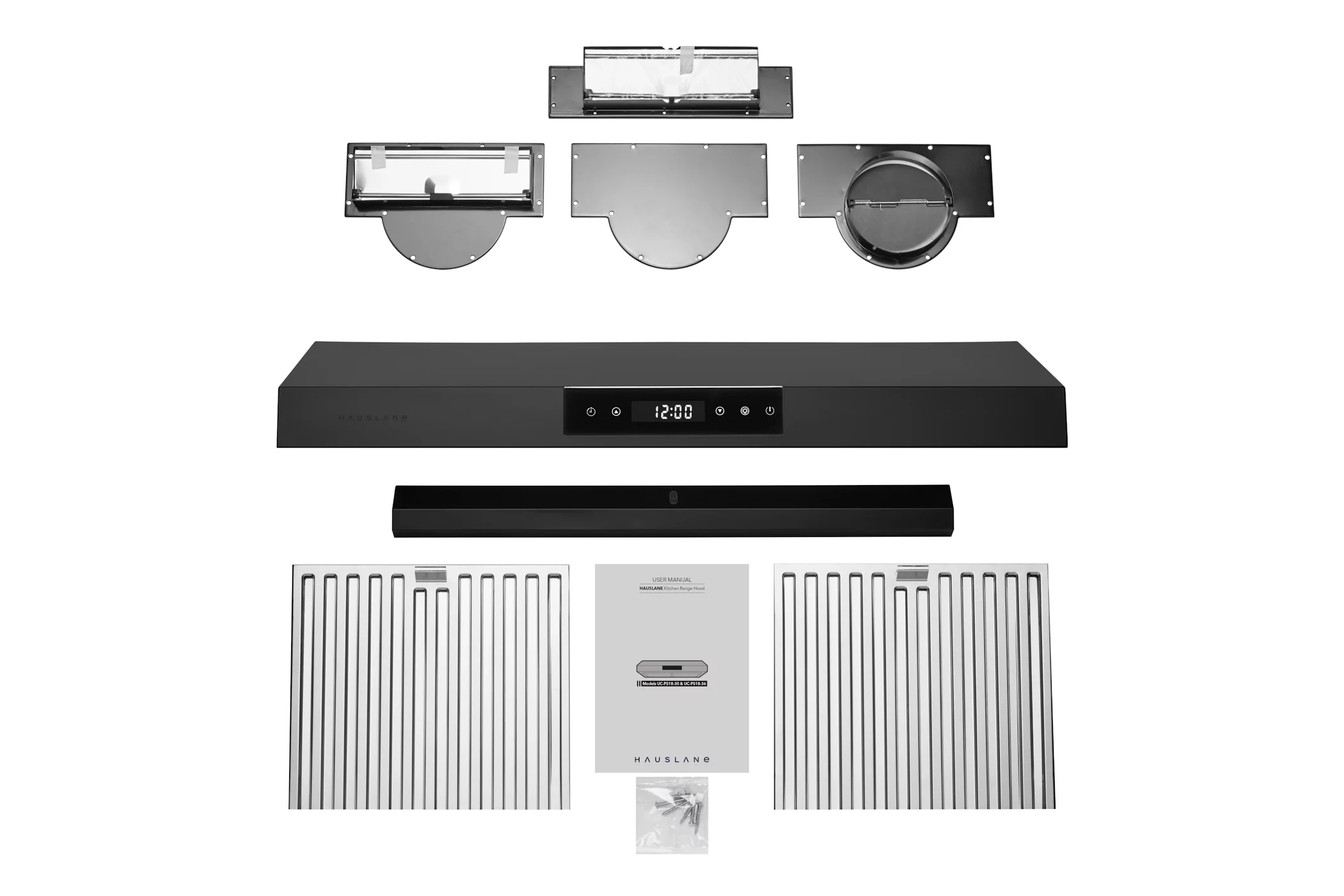 Hauslane UC-PS18BLK-30 30 in. Under Cabinet Range Hood, Matte Black