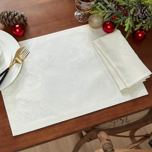 Elrene Home Fashions Poinsettia Elegance Jacquard Holiday Table Runner, 13