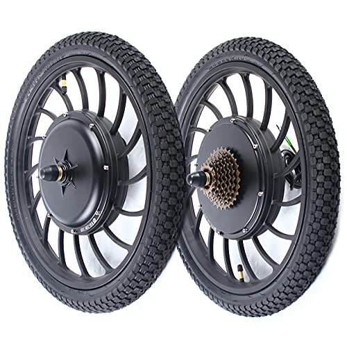 Electric Bicycle Conversion Kit, 48V 1000W Front/Rear Wheel E-Bike Powerful Hub Motor Kit 20“ Electric Bike Conversion Kit with High Speed Brushless Gearless Hub Motor Kit