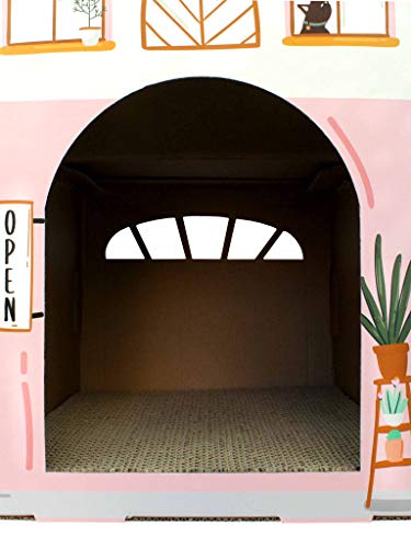 Christmas Cat House & Cat Scratcher w/Bonus Catnip Included