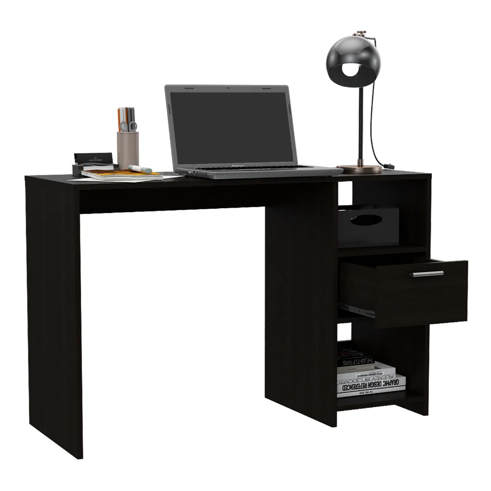 FM FURNITURE Arlington Computer Desk with Two Shelves Black Engineered Wood