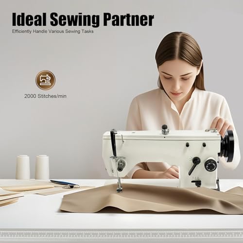Sewing Machines, Industrial Heavy Duty Full Featured Machine with Accessory Kit and Adjusting Stitch Clamp, Straight Stitch Fabrics Sewing Machine for Beginner, Garment Factory, Home Enthusiast