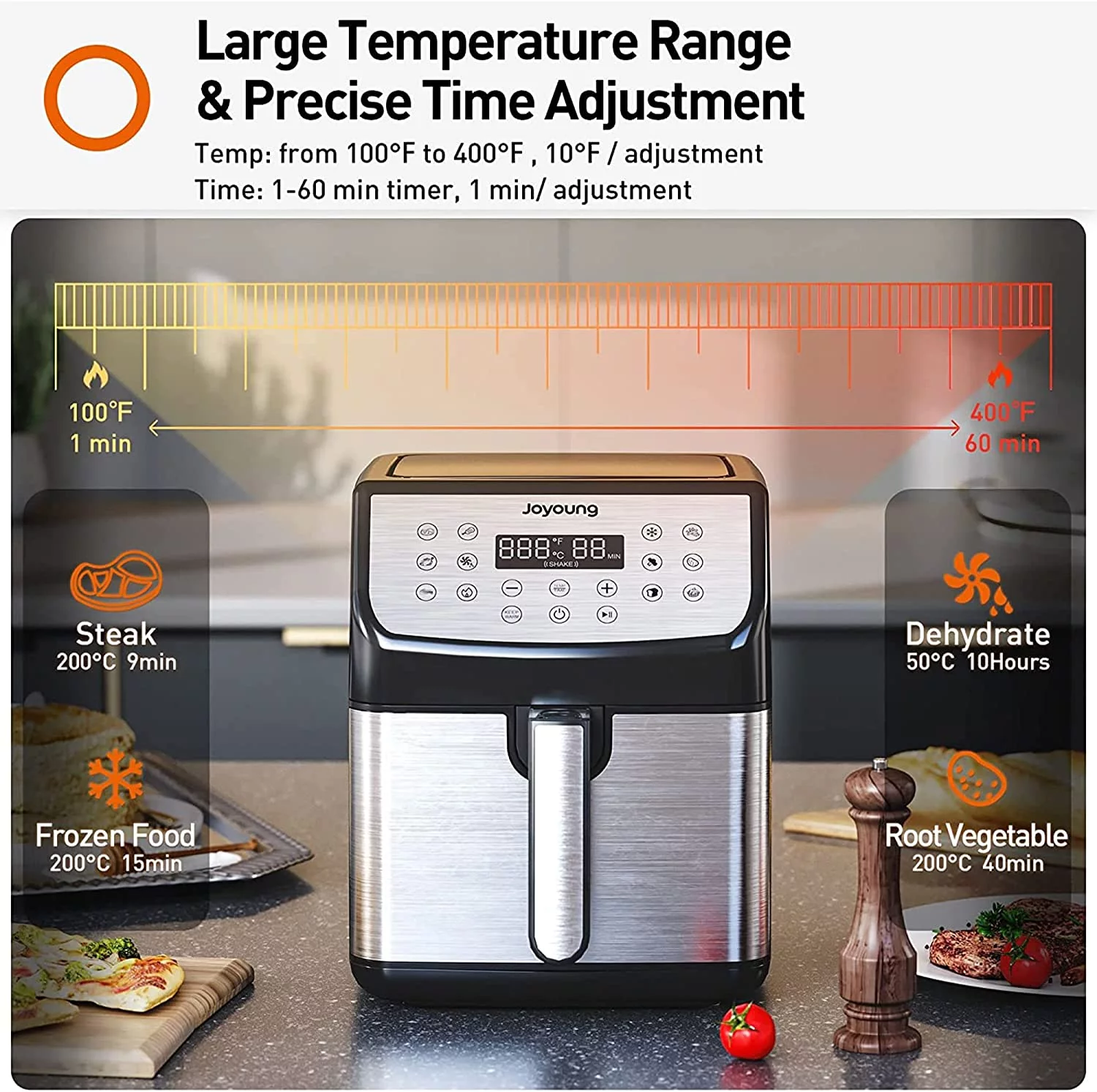 Air Fryer 5.8QT Detachable Double Basket Air Fryers 1700W 13-in-1 Presets Airfryer One Touch LED Touchscreen Air Fryer Toaster Oven with Recipe