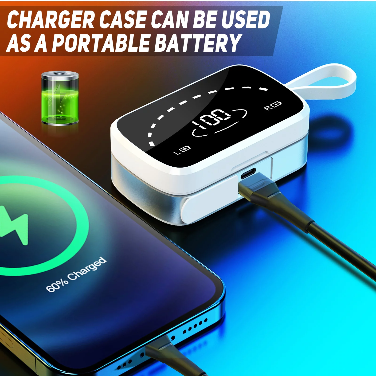 K2 Wireless Earbuds Bluetooth Sport Headphones Premium Fidelity Sound Quality Charging Case Digital LED Intelligence Display Earphones Built-in Mic Headset for vivo V19 Neo