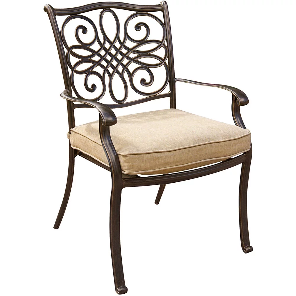 Hanover Traditions 3-Piece Bistro Set in Tan with 30 in. Glass-Top Table