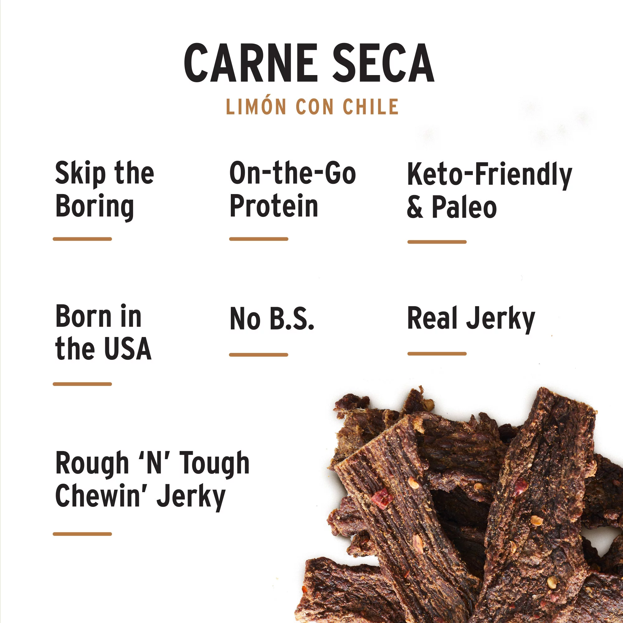 People's Choice Beef Jerky - Carne Seca - Limón Con Chile - Sugar Free - Dry Texture - 1 Pound, 16 oz - 1 Bag