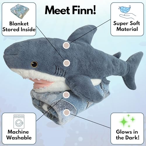 Shark Stuffed Animal with Blanket Inside: 3-in-1 Pillow, Blanket, and Friend - Lovable 29