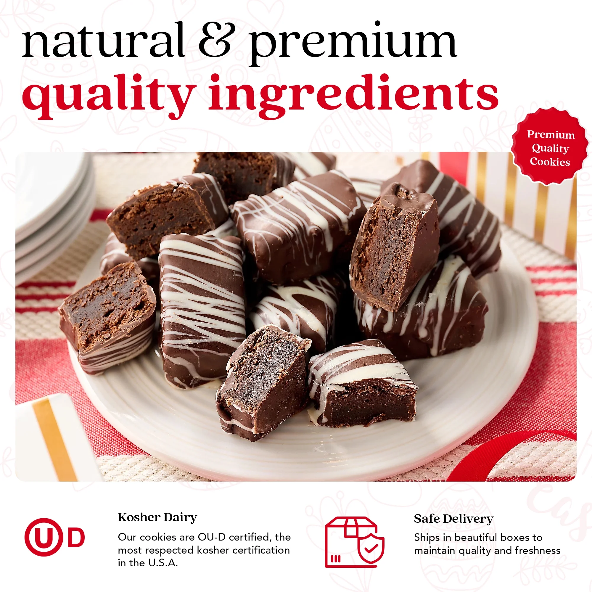 David’s Cookies Oven-Fresh Baked Brownie Bites – Delicious Decadent Dark Chocolate Glazed Mini Brownie In A Happy Easter-Themed Tin Gift Box – Individually Wrapped Gourmet Chocolate Brownies 16 Pcs