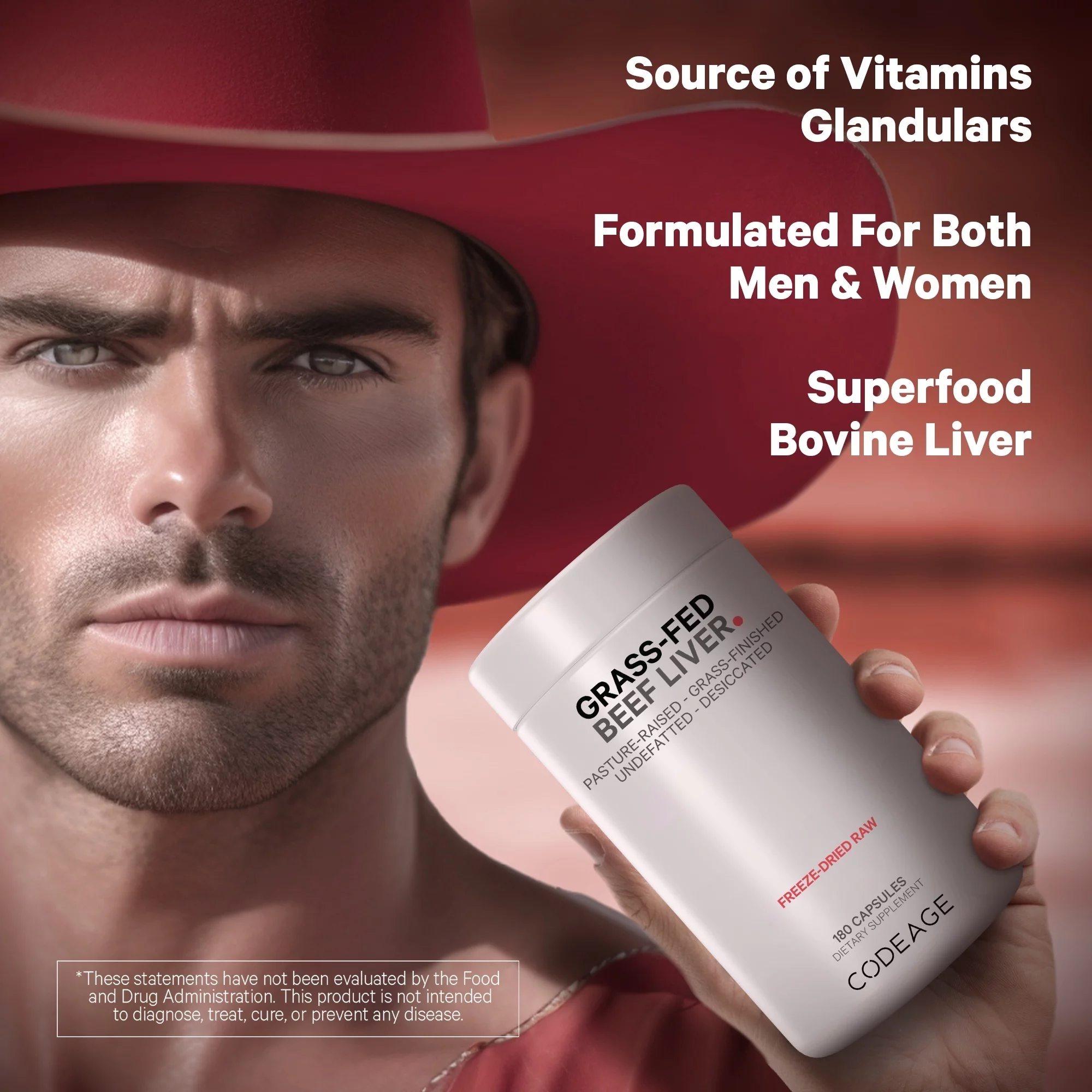 Codeage Grass-Fed Beef Liver, Grass-Finished, Pasture-Raised, Freeze-Dried Glandular Supplement, 180 ct