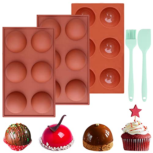 Hot Chocolate Bomb Mold 2.5 Inch Large Silicone Cocoa Bomb Molds - 3 Pack with Brush and Spatula