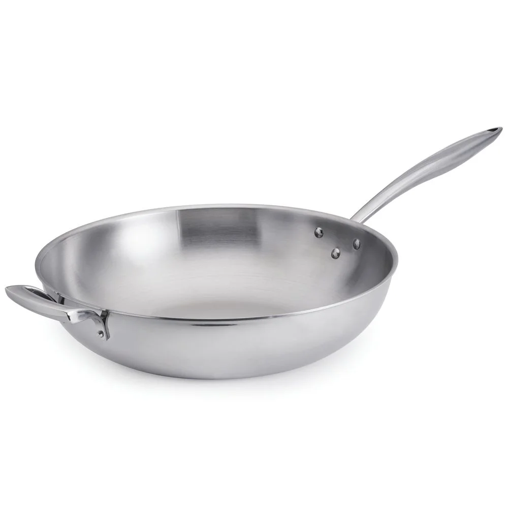 Browne Foodservice 5724100 Thermalloy S/S 9 Qt. 3-Ply Wok Pan