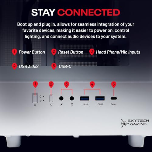 Skytech Gaming Azure 3 Desktop PC, Ryzen 7 9700X 3.8 GHz (5.5GHz), NVIDIA RTX 5060, 1TB NVMe SSD, 32GB DDR5 RAM 6000 RGB, 850W Gold ATX 3 PSU, 360mm ARGB AIO, Wi-Fi, Win 11