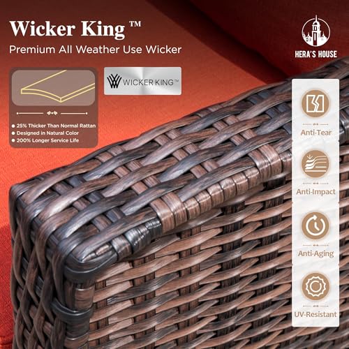 HERA'S HOUSE High Back Patio Furniture Set with Swivel Chairs, Outdoor Wicker Conversation Sets with 5.5