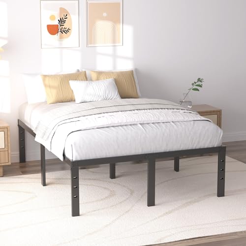Full Size Bed Frame, 14 Inch Heavy Duty Metal Platform Bed Frame No Box Spring Needed, Storage Space, No Noise, Easy Assembly