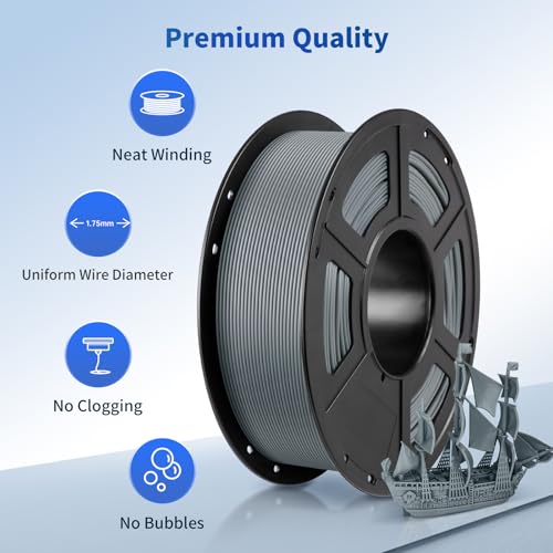 ANYCUBIC PLA Filament 1.75mm Bundle, 3D Printing PLA Filament 1.75mm Dimensional Accuracy +/- 0.02mm, 1KG Spool (2.2 lbs), 2KG Grey+Grey