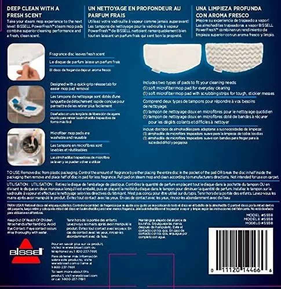 BISSELL PowerFresh Steam Mop Pads 2 pk with Fragrance discs 4 ct, 5938