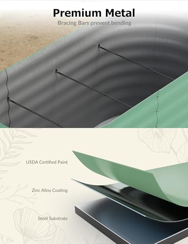 4x2x2Ft Oval Galvanized Steel Raised Garden Bed - Durable Outdoor Metal Planter Box for Vegetables, Flowers, Herbs - Rust-Resistant, Easy Assembly, Beige