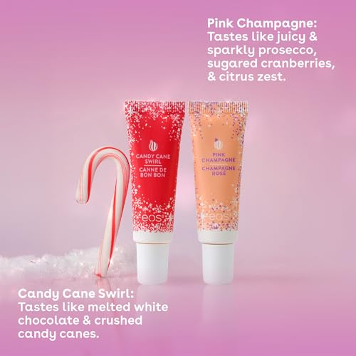eos Holiday 24H Moisture Mini Super Balm Set, Sugar Plum Spritz, Candy Cane Swirl, Iced Sugar Cookie, Limited Edition Lip Care, Stocking Stuffers, 0.24 fl oz, 3-pack